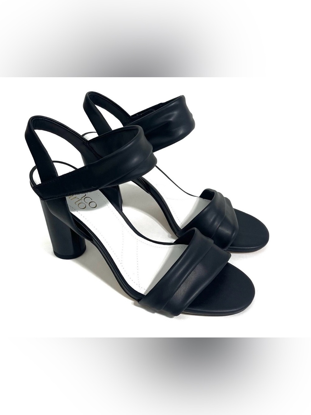 Franco Sarto Osmina Black Padded Strap Block Heel Sandals